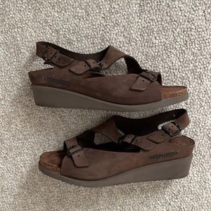 - Mephisto dark taupe wedge sandals size 9.5